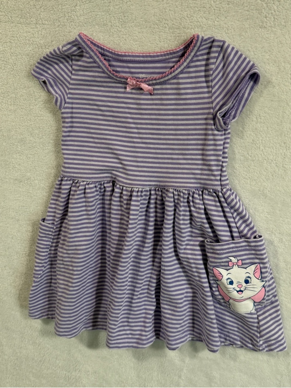 Disney Classics Marie The Aristocat Toddler Striped Dress with Pockets 2T